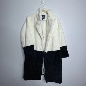 Scoop Women's Faux Fur Color Block Coat, Size: Medium 8-10 White Black